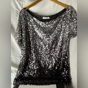 Elegant Black and Silver Sequin Blouse